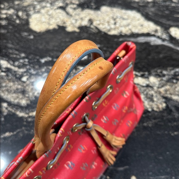 Dooney & Bourke Red Tote with Multicolor Monogram - Picture 7 of 13